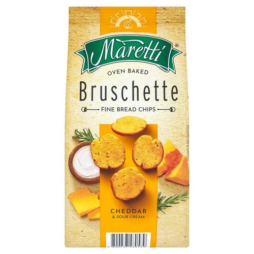 Bruschette Pieczone krążki chlebowe o smaku sera Cheddar ze śmietanką Maretti 70 g
