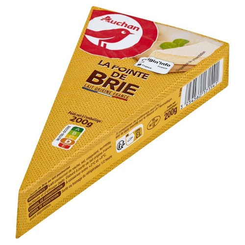 Opakowanie sera Brie "La Pointe de Brie" marki Auchan, 200g.