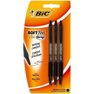 Długopisy BIC Soft Feel średnia końcówka (1,0 mm) czarny 3 szt. BIC 3 sztuki