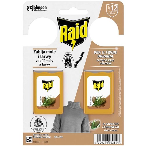 Zawieszki przeciw molom w żelu o zapachu cedrowym Raid 2 sztuki