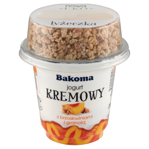 Jogurt kremowy z brzoskwiniami i granolą Bakoma 230 g