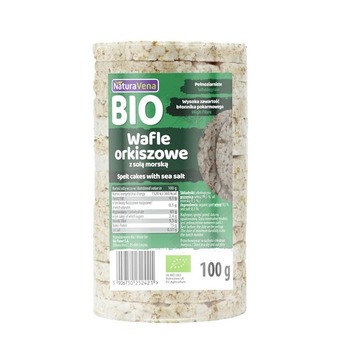 BIO Wafle orkiszowe pełnoziarniste z solą morską NaturaVena 100 g