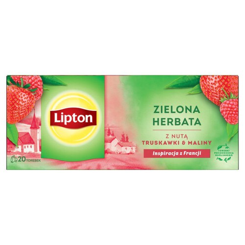 Herbata zielona z nutą maliny i truskawki Lipton 20 torebek