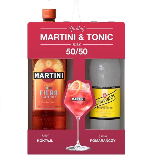 Wermut czerwony słodki Martini Fiero + tonik Schwepps alk. 14,5% obj. Bacardi Zestaw