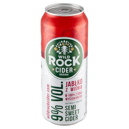 Cydr jabłkowy z sokiem wiśniowym półsłodki alk. 9,0% obj. Wild Rock 500 ml