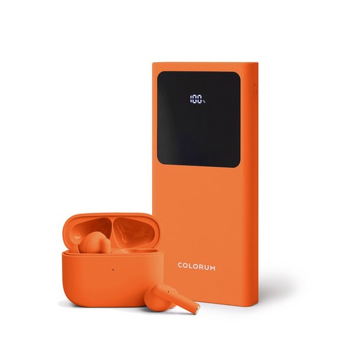 Zestaw Powerbank + TWS pomarańczowy COLORUM zestaw