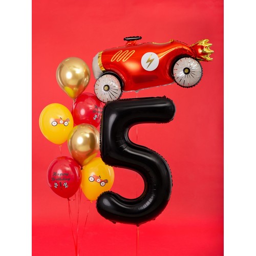 Balon foliowy Cyfra '5' 86cm czarny (1 op. / 1 szt.) PartyDeco 1 sztuka