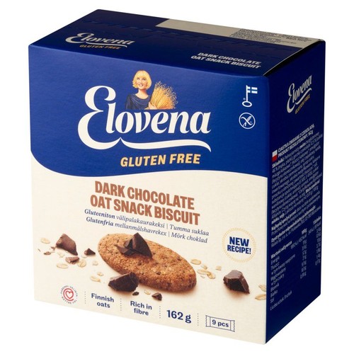 Ciasteczka owsiane bezglutenowe z czekoladą Elovena 162 g