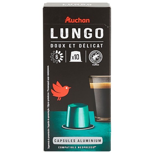 Kawa mielona Lungo kapsułki Auchan 10 kapsułek