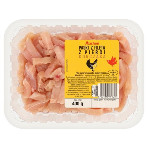 Paski z fileta z piersi kurczaka Auchan 400 g 