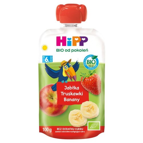 BIO Mus owocowy 100% jabłko truskawka banan HiPP 100 g