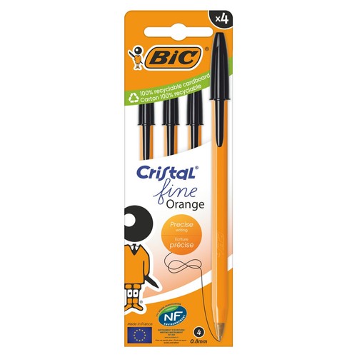 Długopis Orange Original czarny 0.8 mm BiC 4 sztuki 