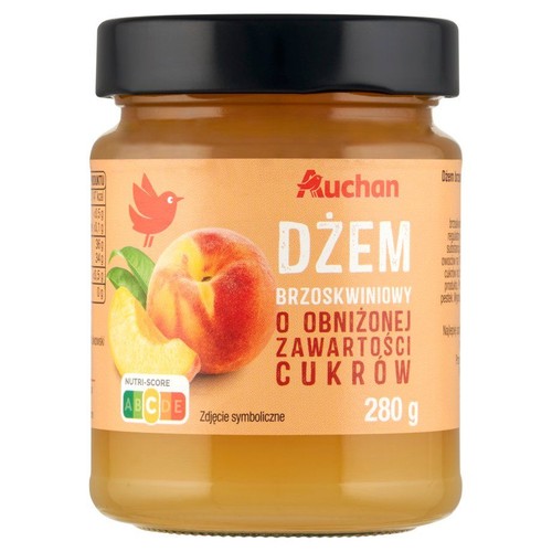 Dżem brzoskwiniowy o obniżonej zawartości cukrów Auchan 280 g
