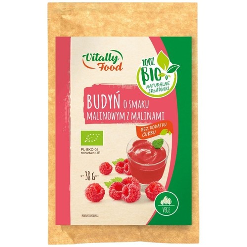 BIO Budyń o smaku malinowym z malinami Vitally Food 38 g