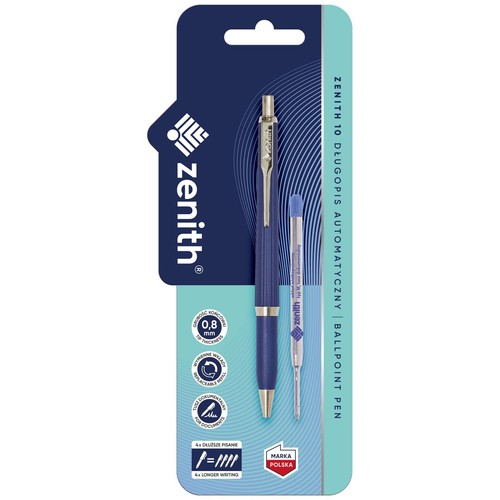 Długopis automatyczny 0,8 mm 10 Classic mix kolorów + wkład 1+1 szt. ZENITH 1 sztuka