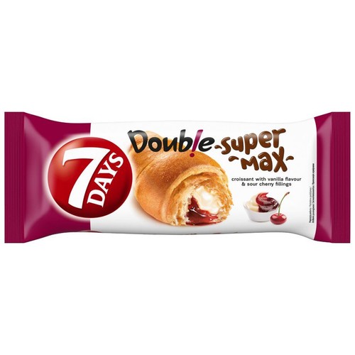 Croissant Double Super Max z nadzieniem o smaku waniliowym i wiśniowym 7 Days 110 g