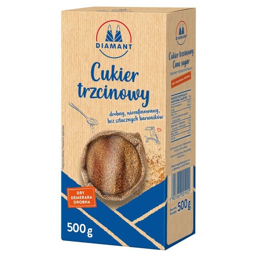 Cukier trzcinowy nierafinowany Dry Demerara drobny Diamant 500 g