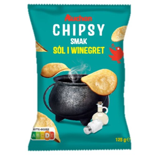 Chipsy o smaku  soli i winegret  Auchan 125 g