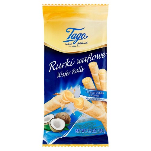 Rurka waflowa z kremem o smaku kokosowym Tago 150 g