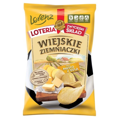 Chipsy ziemniaczane o smaku masła z solą Wiejskie Ziemniaczki 130 g