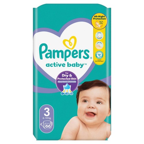 Active Baby 3 Maxi Pack waga 6 - 10 kg Pampers 66 sztuk