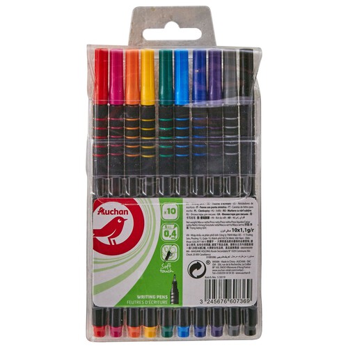 Cienkopisy różne kolory 0.4 mm 10 kolorów Auchan 10 sztuk