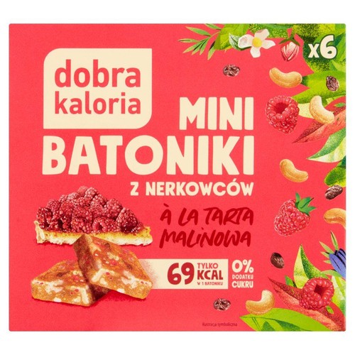 Batoniki orzechowe o smaku tarty malinowej Dobra Kaloria 6 x 17 g