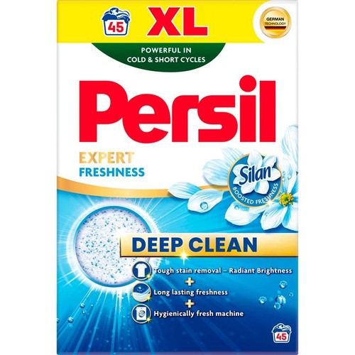 Opakowanie proszku do prania Persil XL, 45 prań. Z niemiecką technologią, dla głębokiego czyszczenia i długotrwałej świeżości.