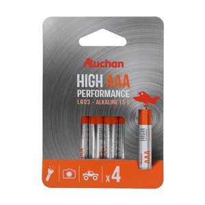 Baterie alkaliczne AAA (LR03) 1,5V Auchan 4 sztuki