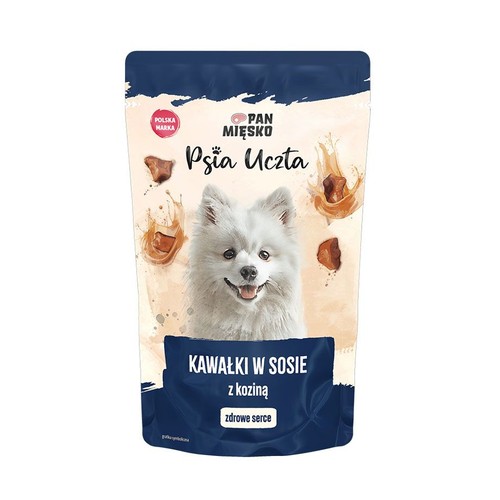 Karma mokra dla psów Psia Uczta kawałki w sosie z koziną   Pan Mięsko 150 g