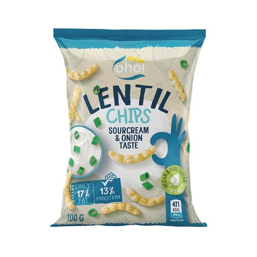 Chipsy z soczewicy ze śmietanką i cebulą oho! 100 g