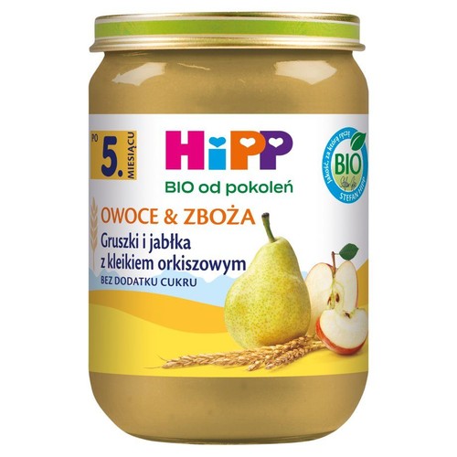 BIO Gruszki i jabłka z kleikiem orkiszowym po 5. miesiącu HiPP 190 g