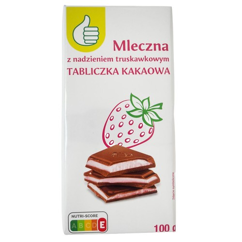 Czekolada mleczna z nadzieniem truskawkowym Auchan 100 g
