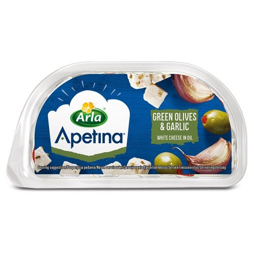 Ser biały w kostkach z zielonymi oliwkami w oleju Arla 100 g