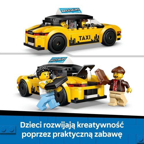 City Żółta taksówka 60487, model samochodu z dwiema minifigurkami LEGO 1 sztuka