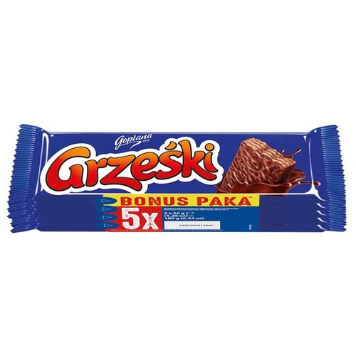 Wafel przekładany kremem kakaowym w czekoladzie Grześki 5 x 36 g