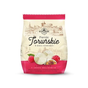 Pierniki w białej czekoladzie z nadzieniem malinowym   Kopernik 150 g