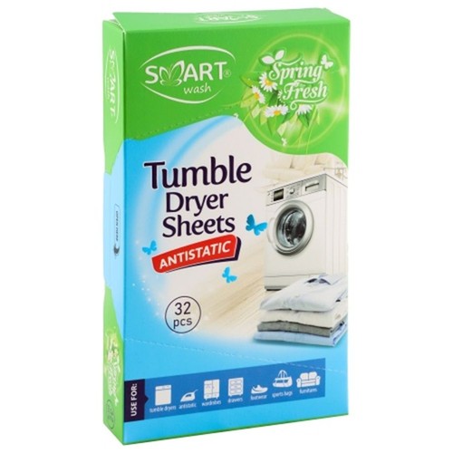 Smart Wash chusteczki do suszarki, antystatyczne, 32 szt. Zapach wiosennej świeżości.