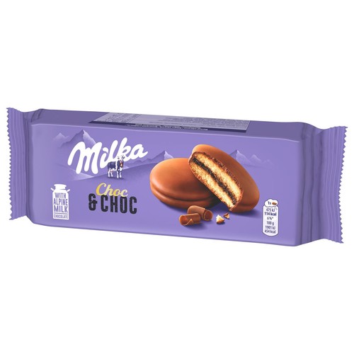 Ciastka biszkoptowe przekładane nadzieniem kakaowym Choc & Choc Milka 150 g