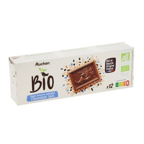 BIO Ekologiczne herbatniki maślane z czekoladą mleczną Auchan 150 g