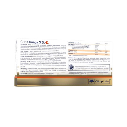 Gold Omega 3 D3+K2   Olimp 30 kapsułek