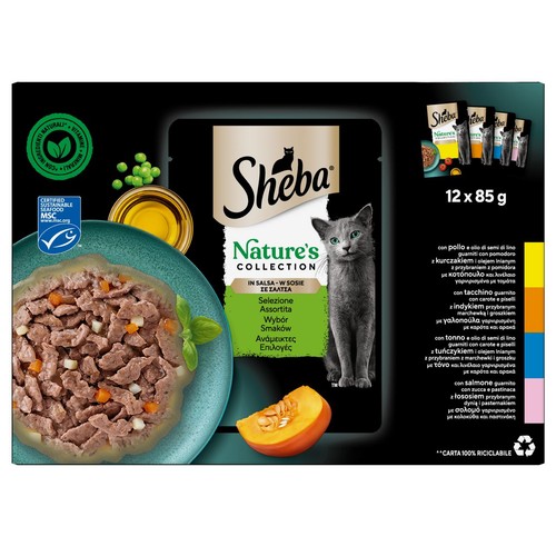 Karma mokra dla kotów Wybór Smaków Sheba 12 x 85 g