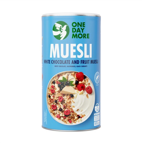 Musli z białą czekoladą i owocami OneDayMore 400 g