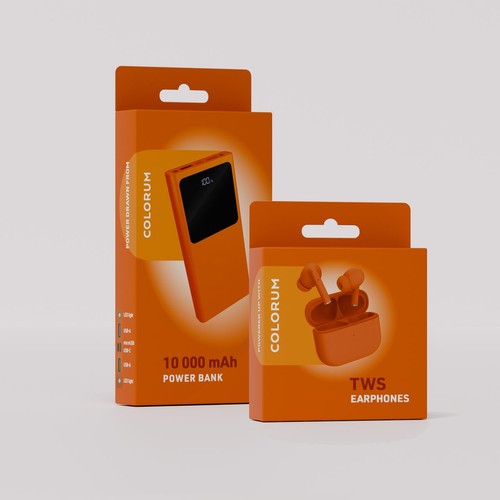 Zestaw Powerbank + TWS pomarańczowy COLORUM zestaw