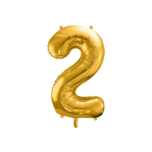 Balon foliowy Cyfra "2" złoty 86cm Party Deco 1 sztuka