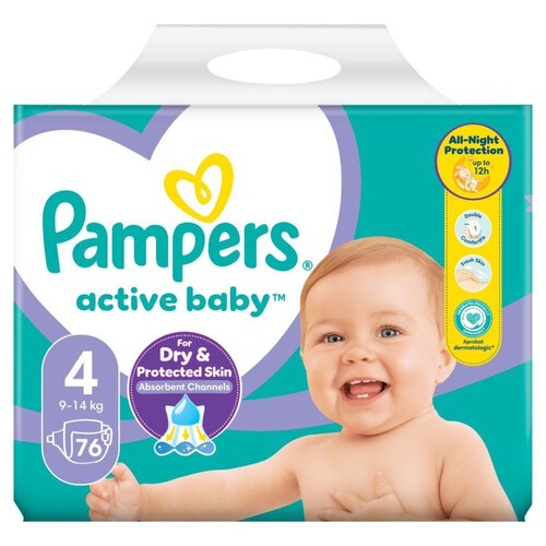 Pieluszki Active Baby 4 9-14 kg Pampers 76 sztuk