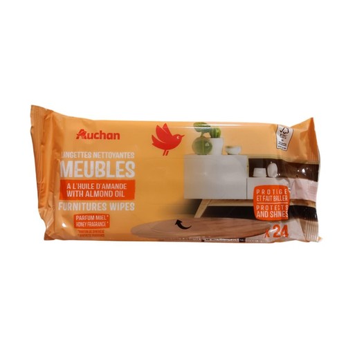 Chusteczki nawilżane do mebli Auchan 24 sztuki