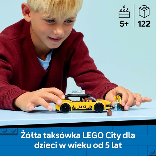 City Żółta taksówka 60487, model samochodu z dwiema minifigurkami LEGO 1 sztuka