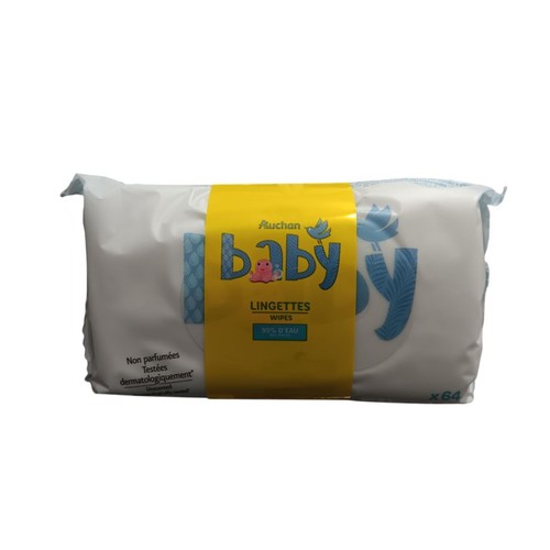 Chusteczki nawilżane 99% wody Auchan baby 3 x 64 sztuki
