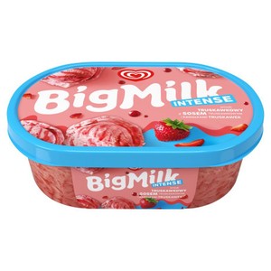Lody Intense smak truskawkowy z sosem truskawkowym   Big Milk 900 ml